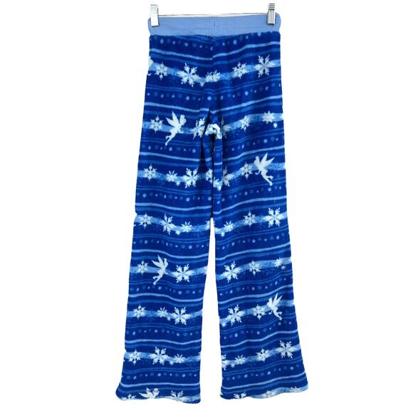 Disney Tinkerbell Blue Flannel Pajama Pants Women's Small Winter PJ Y2K - Picture 2 of 5